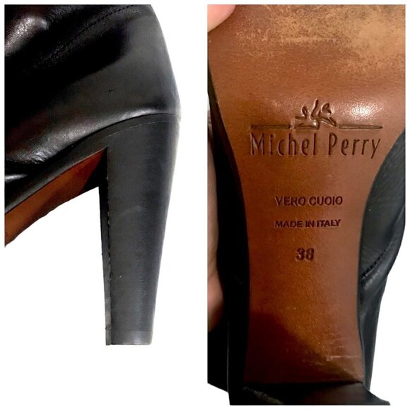 Michel Perry black‎ leather half boots size 38 EU - Picture 8 of 11